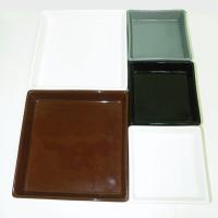 Stoneware -set of 5 snack plate with wooden tray